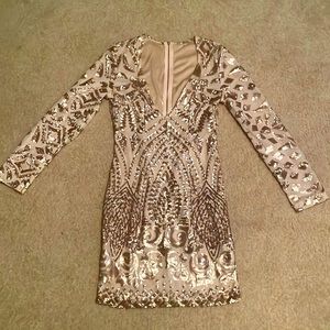 Custom Gold Sequined Mini Dress (m)